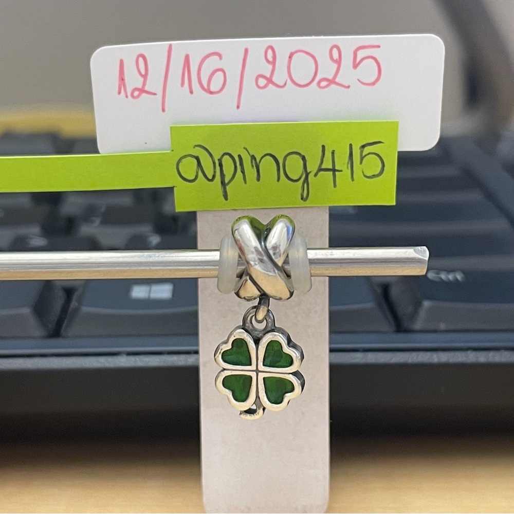 Pandora Green Four Leaf Clover dangle